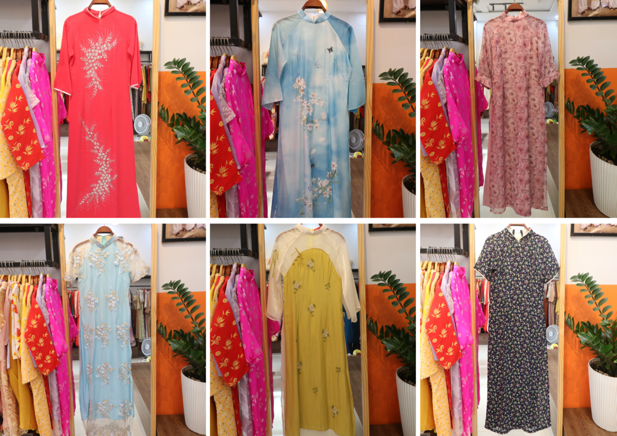 アオザイは古典的な柄から現代風のものまでを用意