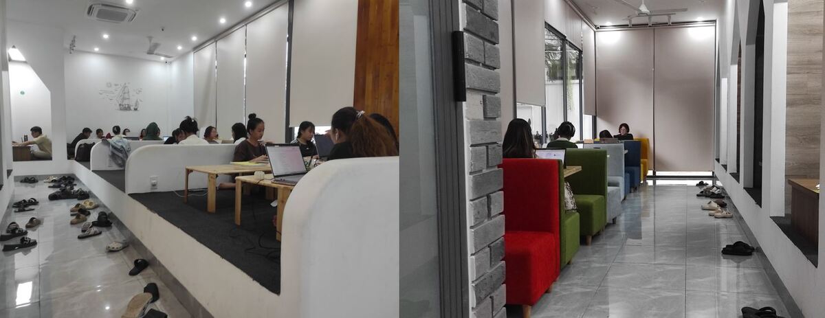 タイミングが悪いと満員で入れないことも(40 Trần Văn Dưの店舗)