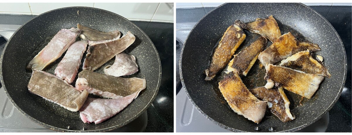 フライパンに火をつけて、中火で加熱します。