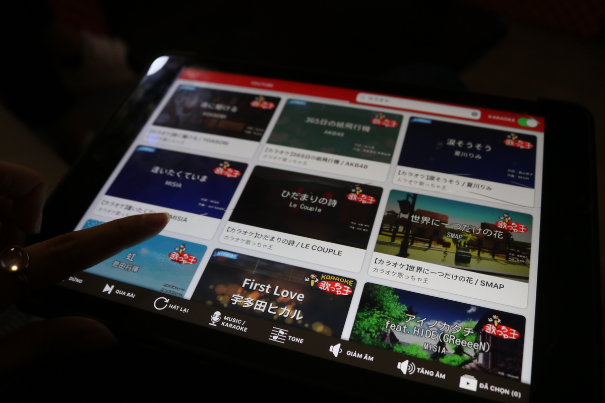 代わりに音楽を入れる機械のタッチパネルの下のバーで調整します。