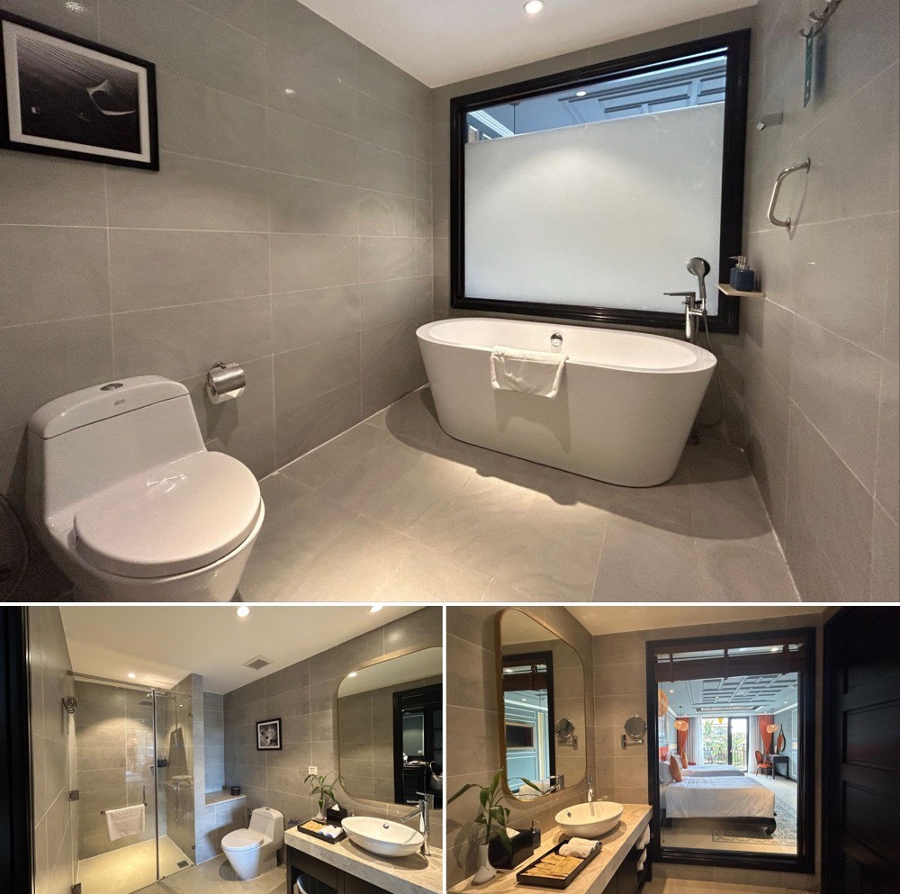 バスタブ付きのお部屋はガラス窓にフィルムがあり見えないようになっています。