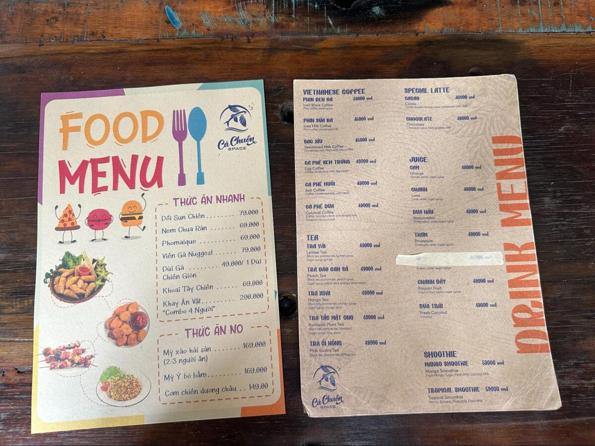 ドリンクは39,000VND～、フードは49,000VND〜お楽しみいただけます。