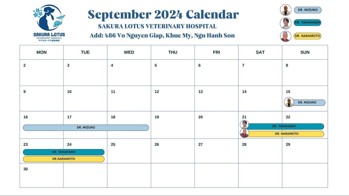 Facebookで毎月先生がダナンに来られるスケジュールを確認できます。