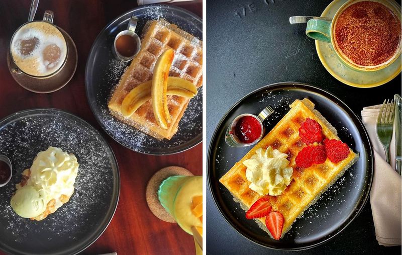フルーツやアイスがのった朝食やデザートにピッタリなワッフル