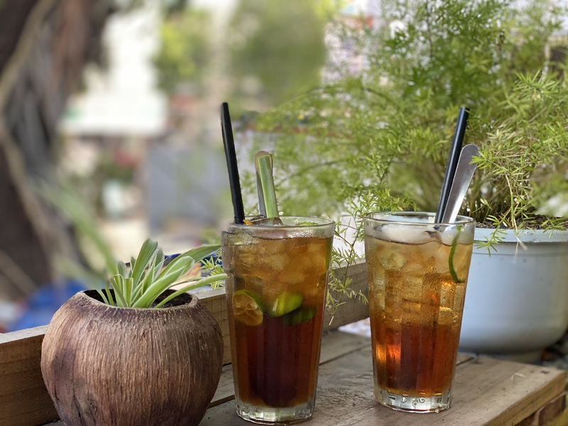 一杯25.000VNDの(約125円)キンカン茶とライチティー