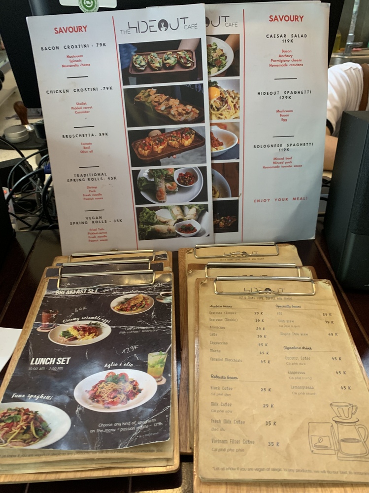 2020年3月現在のメニュー