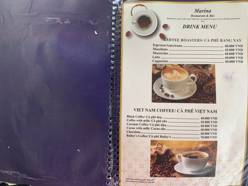 2020年6月現在のメニュー