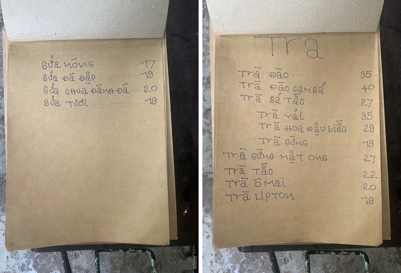 2020年11月現在のメニューはすべてベトナム語