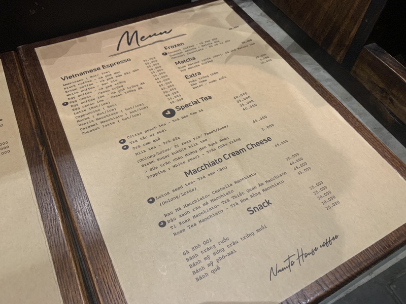 2020年5月現在のメニュー