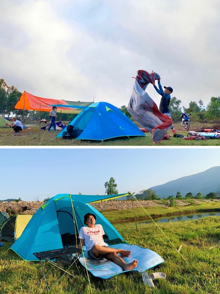 テントの設営をしてちょっとリラックスタイム。