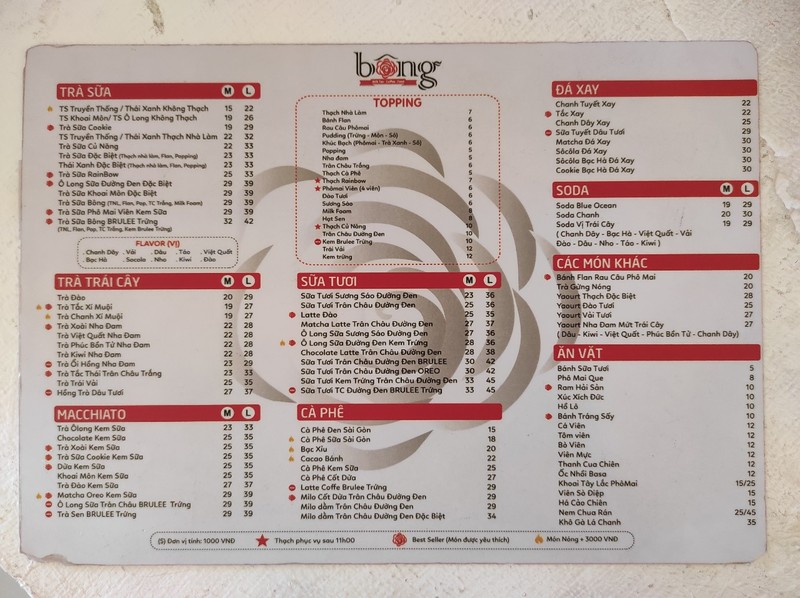 Bongの特徴である豊富な種類のトッピング（プリン、色々な味のゼリー等）はドリンク代込みの物がほとんど